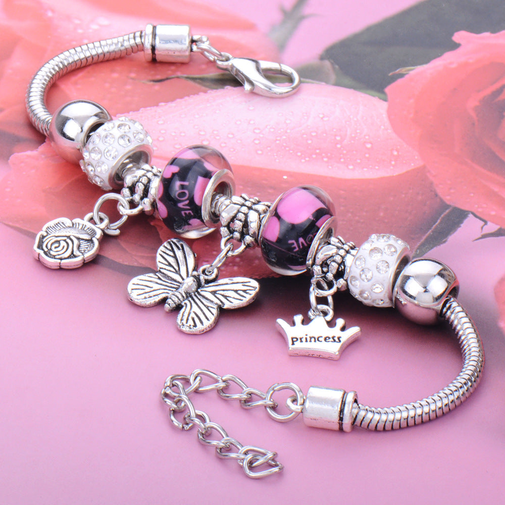 Wholesale Butterfly Pendant Multicolor Beaded DIY Bracelet